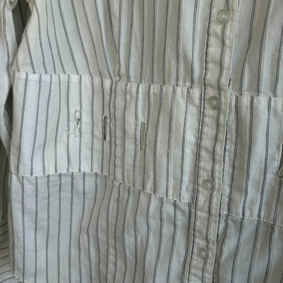 Carole Little Vintage White Subtle Stripe Blouse Size XL - Picture 4 of 7